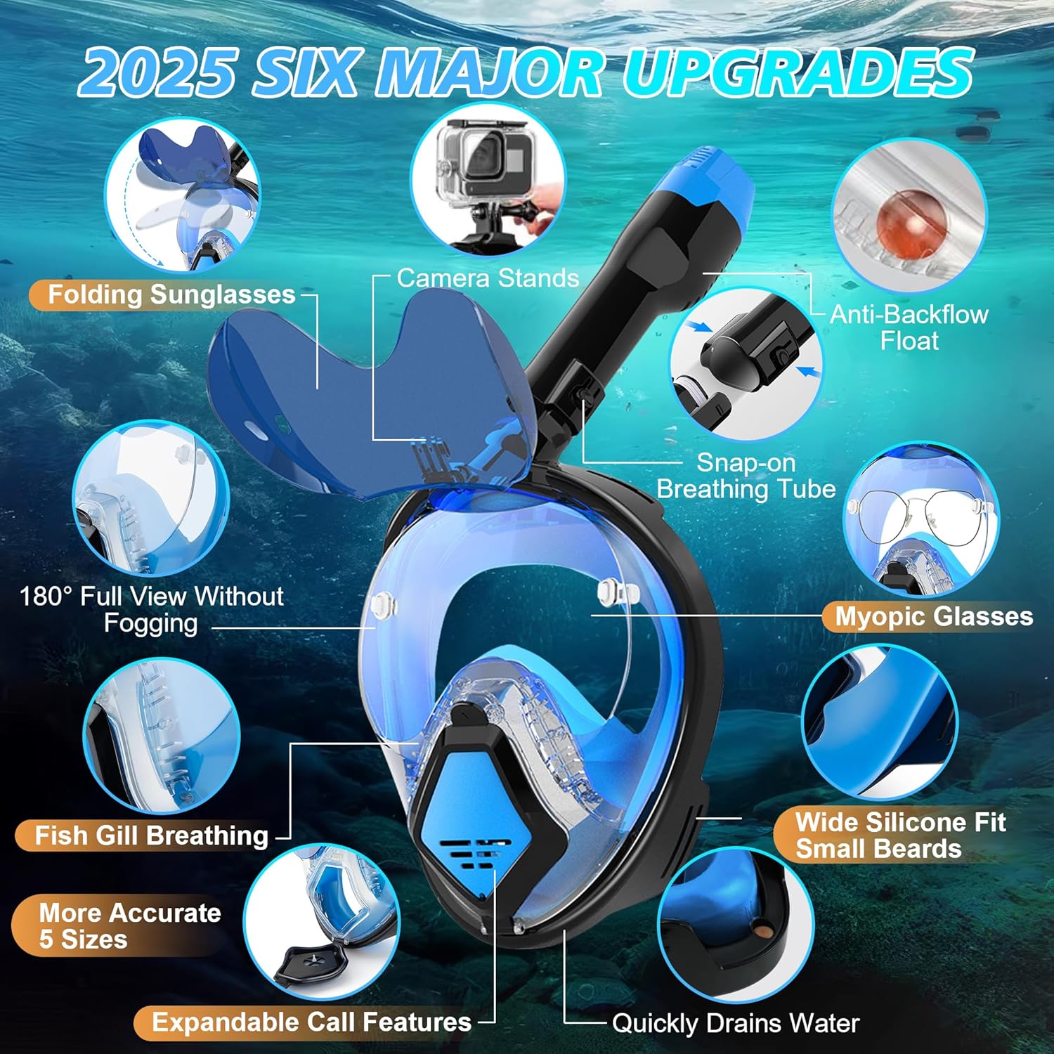 Snorkel Dry Top - Máscara de Snorkel Devilfish para Adultos,